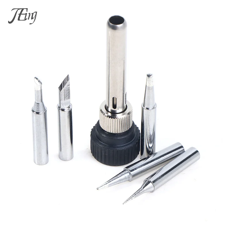 For ESD 852D 936 937D 898D 907 HAKKO Iron Tip Cannula Casing And 5 X Solder Iron Tips Soldering Station Iron Handle Adapter