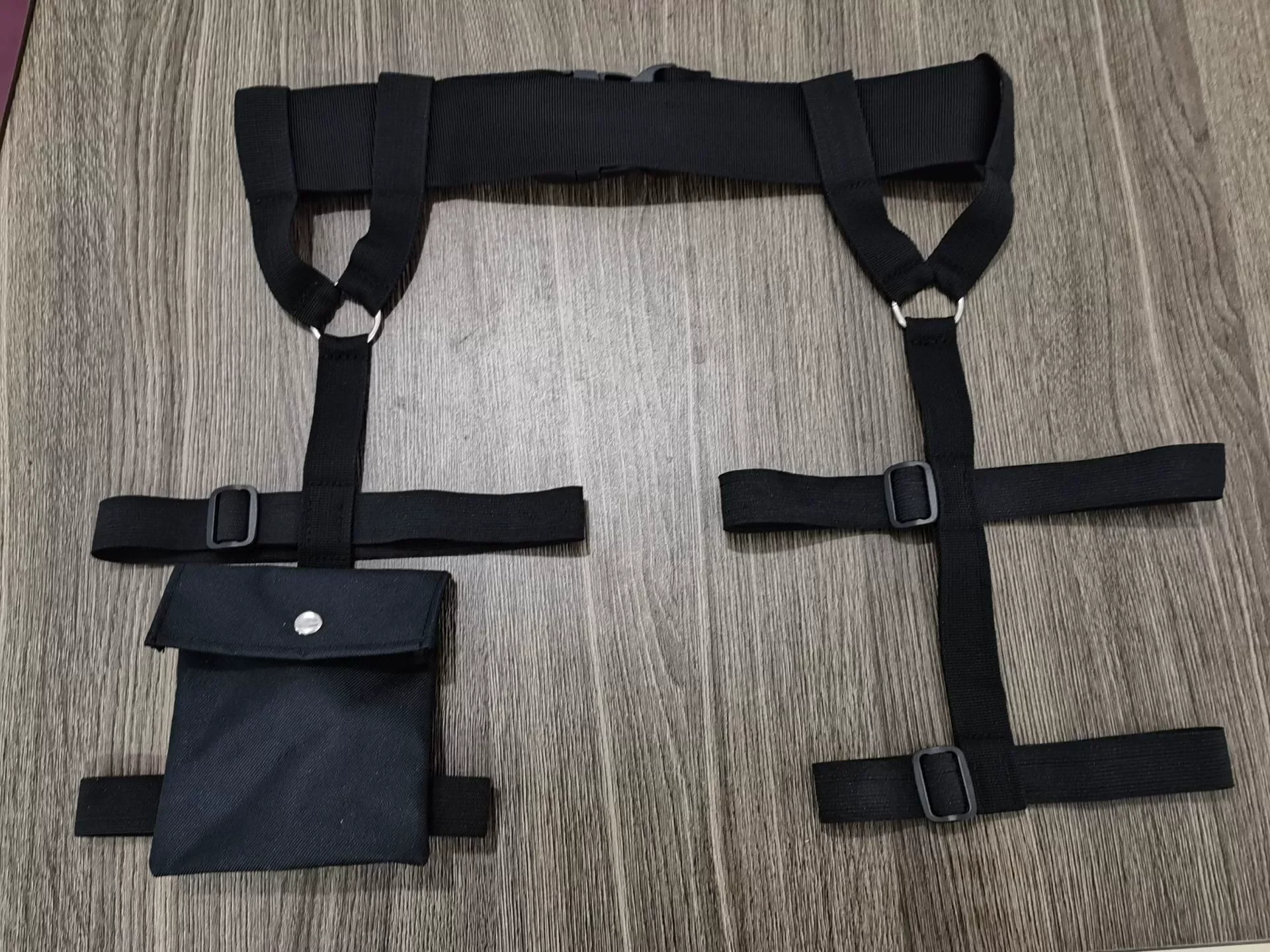 Jarretelles multi-bracelets et gants en cuir pour femmes, ceinture utilitaire de poche noire, accessoire de Costume de Cosplay, sangles de jambes pour fête d'halloween