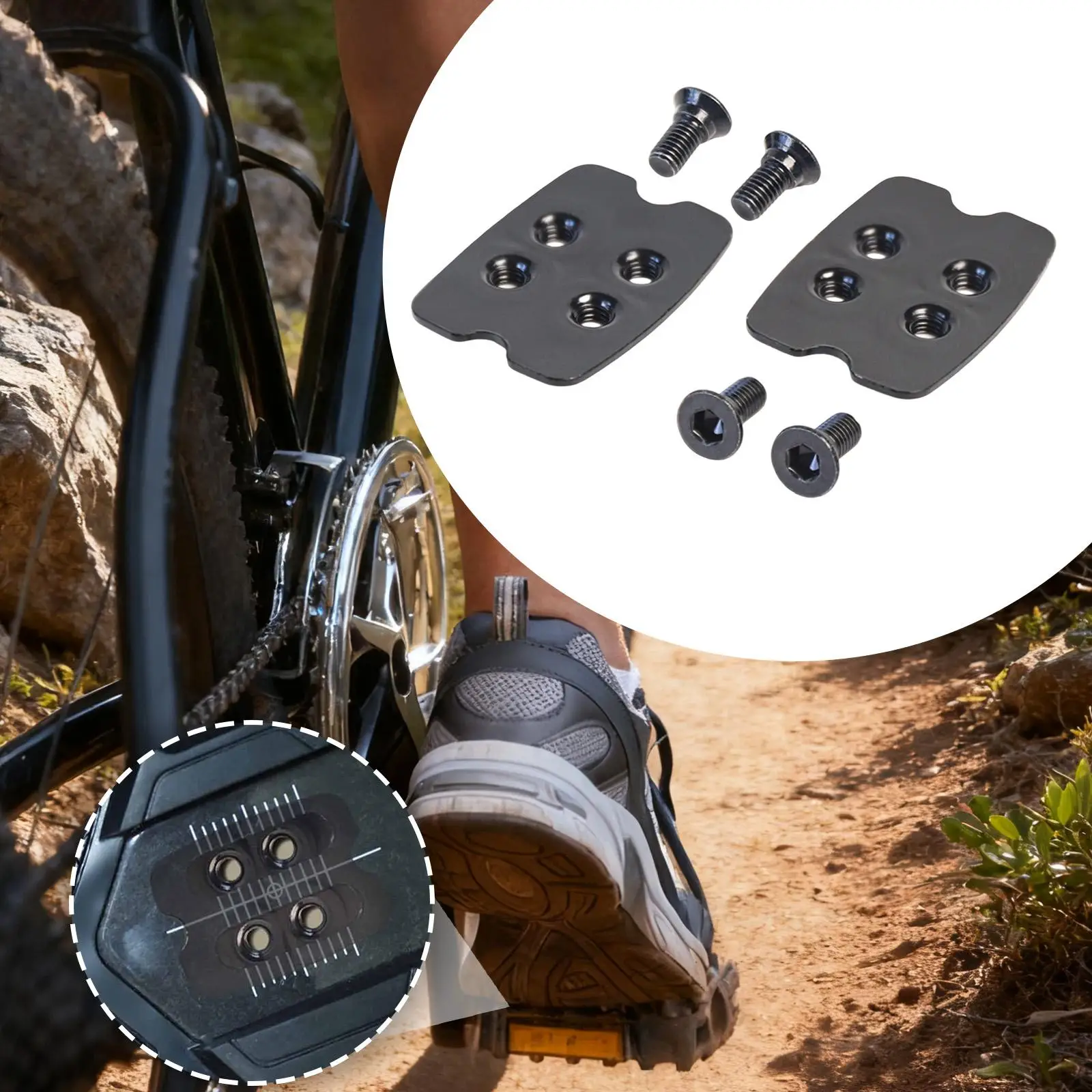 

2x Cycling Shoes Clips Cleats with Screws Replacement Attachment,Mountain Bike Pedal Cleats Anti Slip for Outdoor,Repairing