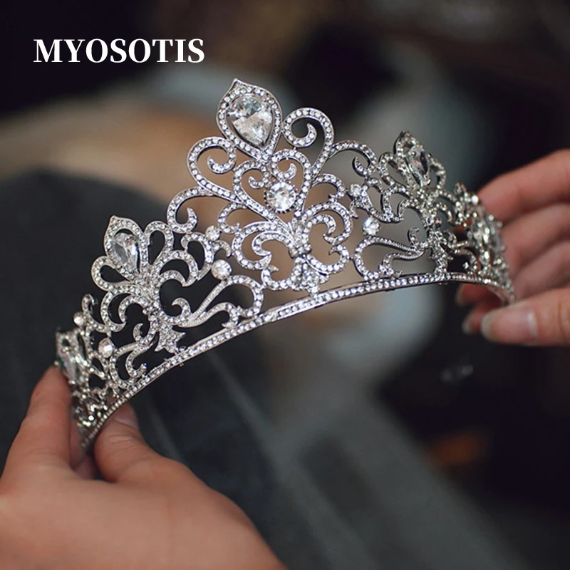 Luxury Cubic Zircon Crown Crystal Bridal Tiaras European Crown Rhinestone Pageant Diadem Bride Headband Wedding Hair Accessories