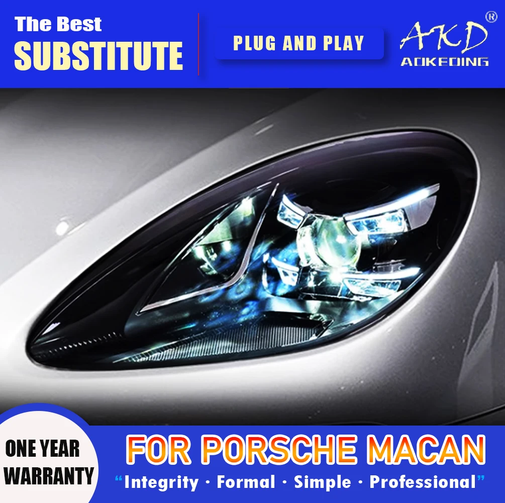 

AKD Head Lamp for Porsche Macan LED Headlight 2014-2018 Headlights Macan DRL Turn Signal High Beam Angel Eye Projector Lens