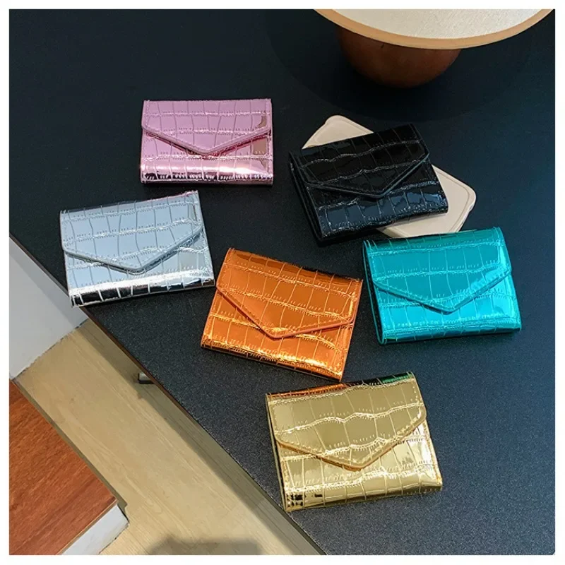 

Stone Pattern Wallet Women's New Short Lacquer Wallet Card Holder Clutch Wallet Simple Fashion Personality