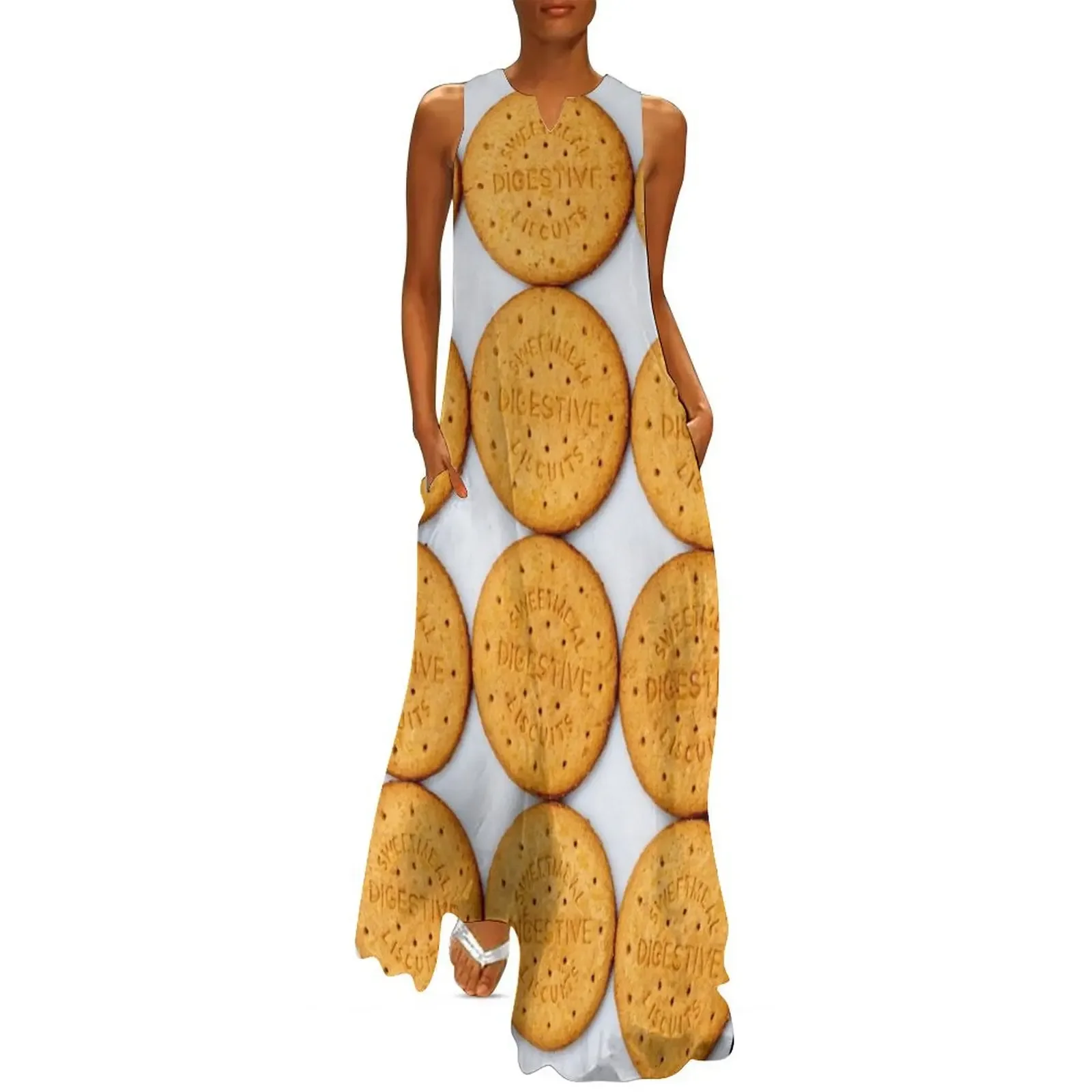 Vestido largo de galletas digestivas, vestido de fiesta de lujo para mujer, vestidos sueltos elegantes para mujer, ropa de mujer, vestido de tendencia 2025