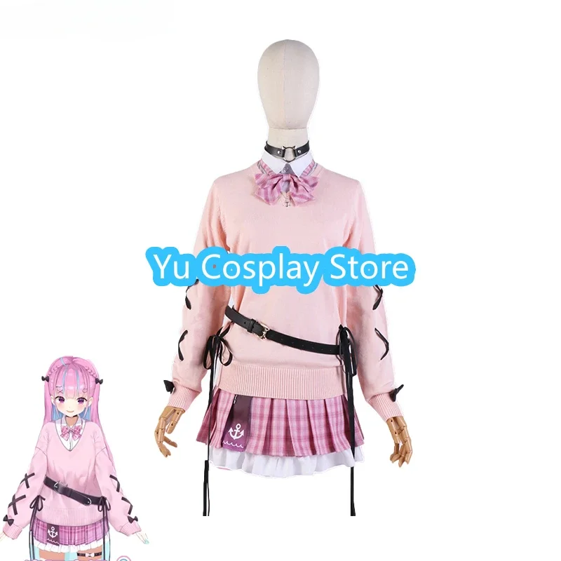 Minato aqua cosplay traje vtuber cospaly roupas femininas vestido de festa terno halloween uniforme do ensino médio feito sob encomenda