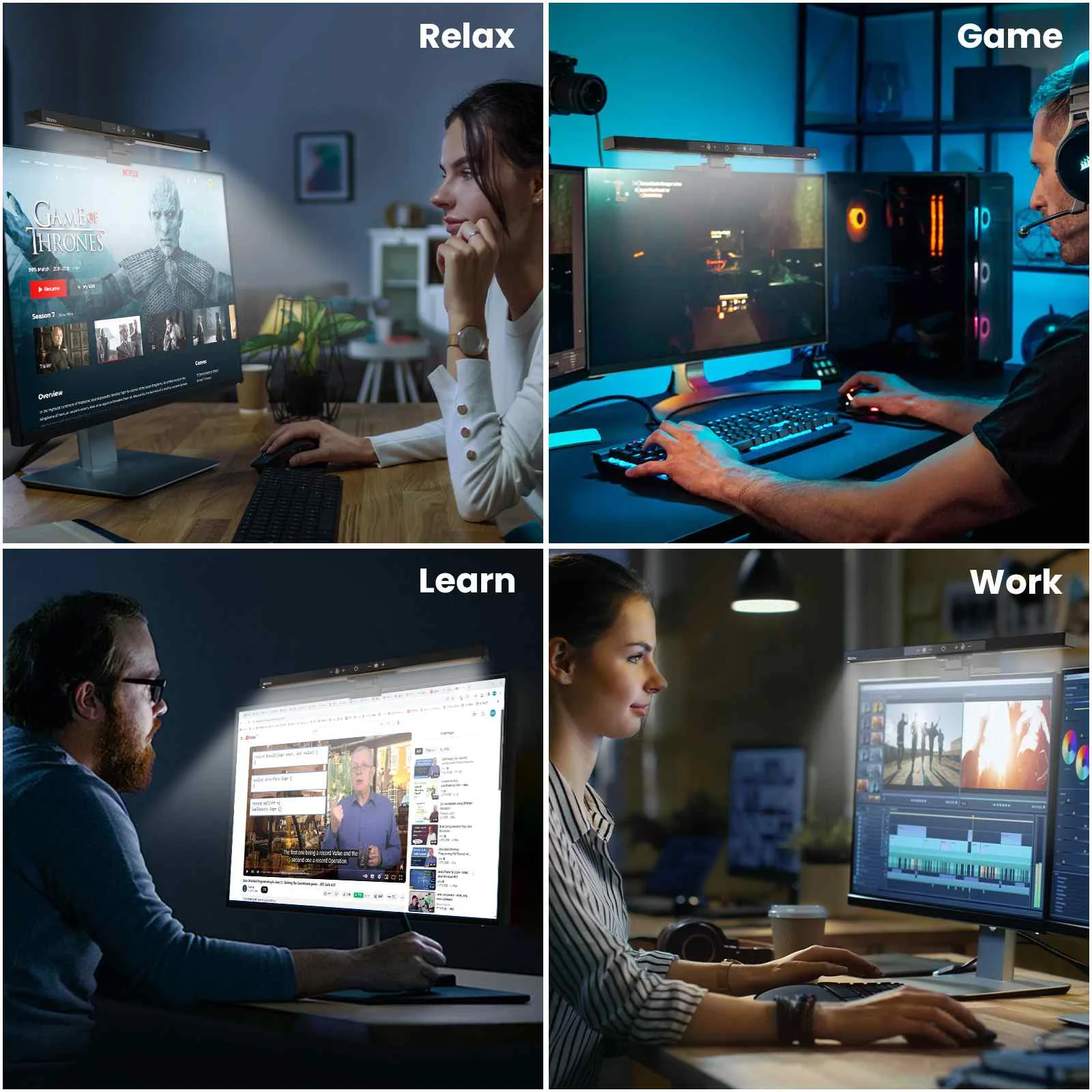 BM-ES1 PLUS Computer LED Monitor Light Wireless Controller Adjustable Brightness and Color Temperature Screen Hanging Light