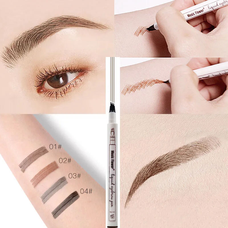 Extremely Fine 4 Head Eyebrow Marker Pencil Waterproof Microblading Tattoo Eyebrows Lasting Makeup Eyebrow Pencil