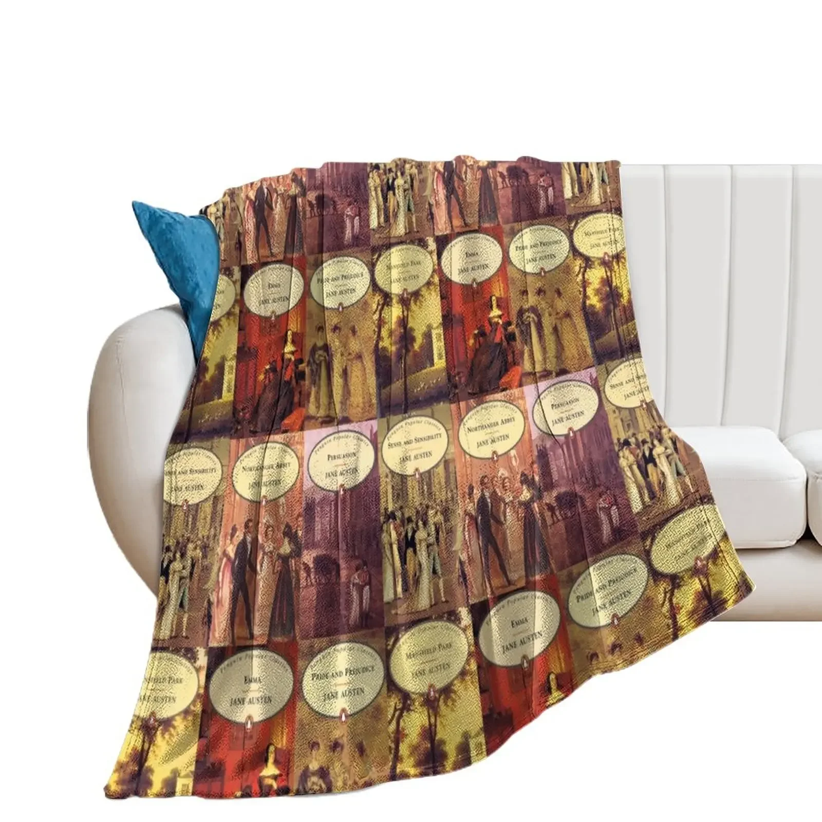 Jane Austen vintage books Throw Blanket Thins Plaid on the sofa Blankets