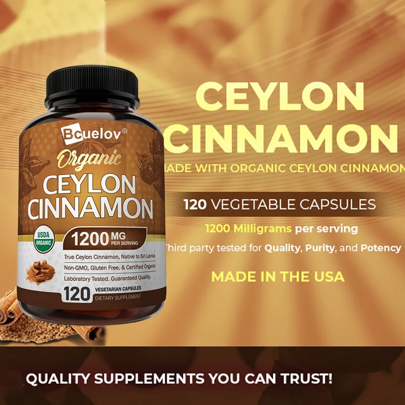 Natural Ceylon Cinnamon Capsules Nutritional Supplement - Joints, Bones, Anti-Inflammatory Support, Antioxidants