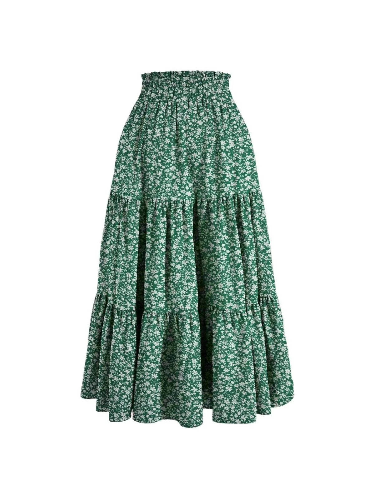 

Повседневная юбка с завязками на талии и цветочным принтом для женщин, юбка средней талии, длинная юбка трапециевидной формы, весенняя коллекция