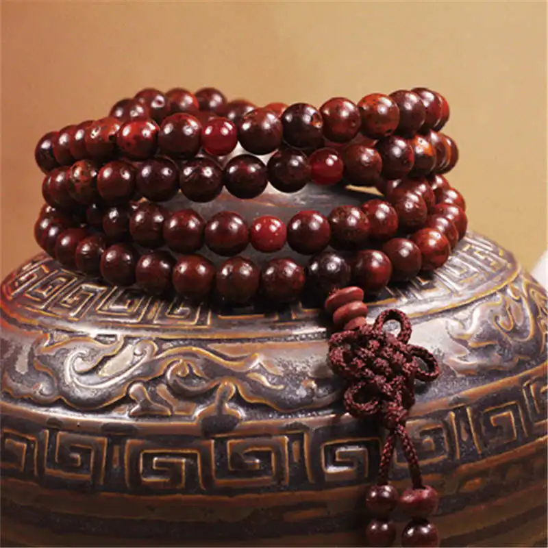 6mm 8mm 10mm Buddhist 108 Star Moon Bodhi Beads Rosary Old Red Lotus Bodhi Prayer Mala Necklaces BRO929