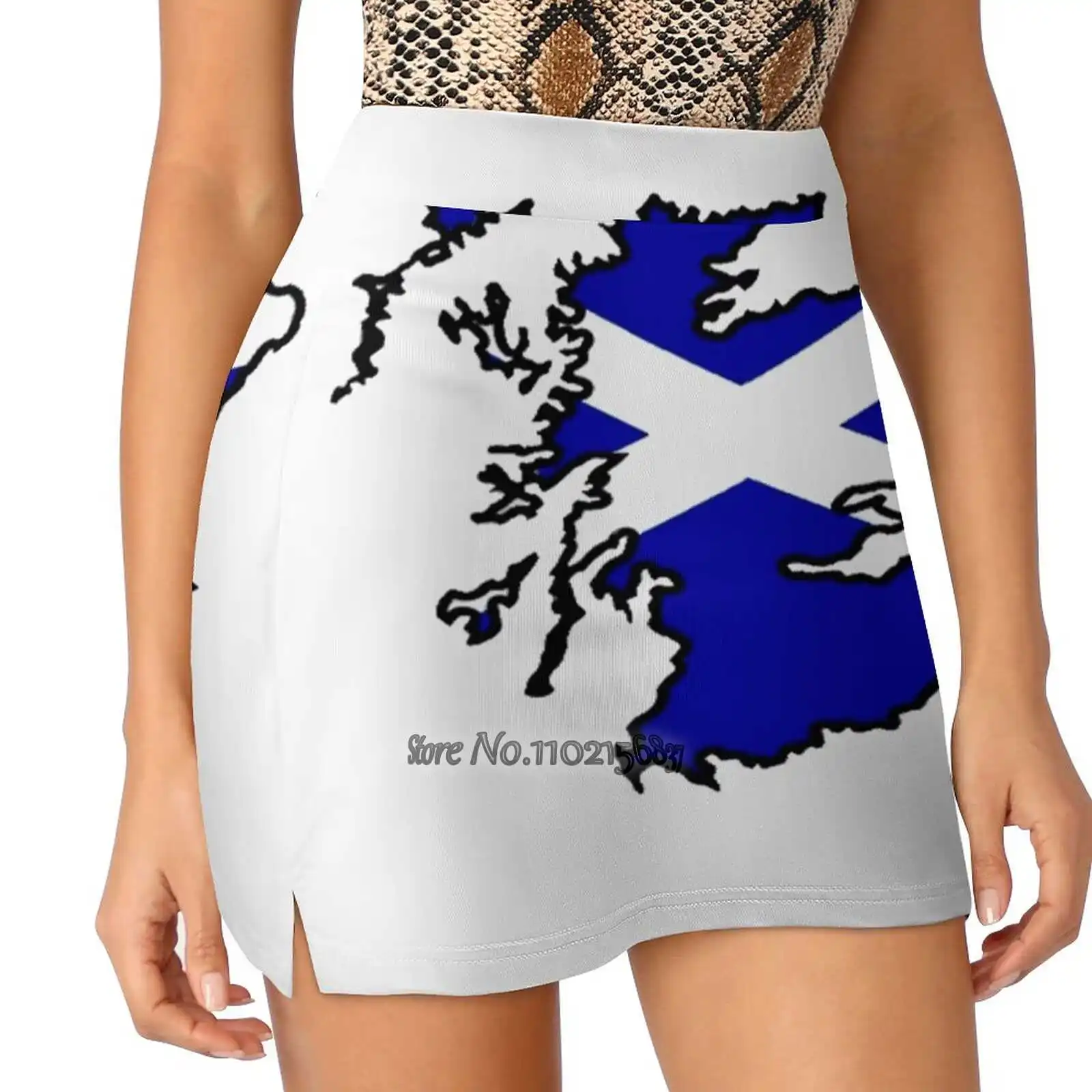 Saltire Fake Two-Piece Hakama Skirt Women Pencil Skirts Workout Sports Mini Skirt Saltire Flag Saint Andrew Scottish Flag Flags