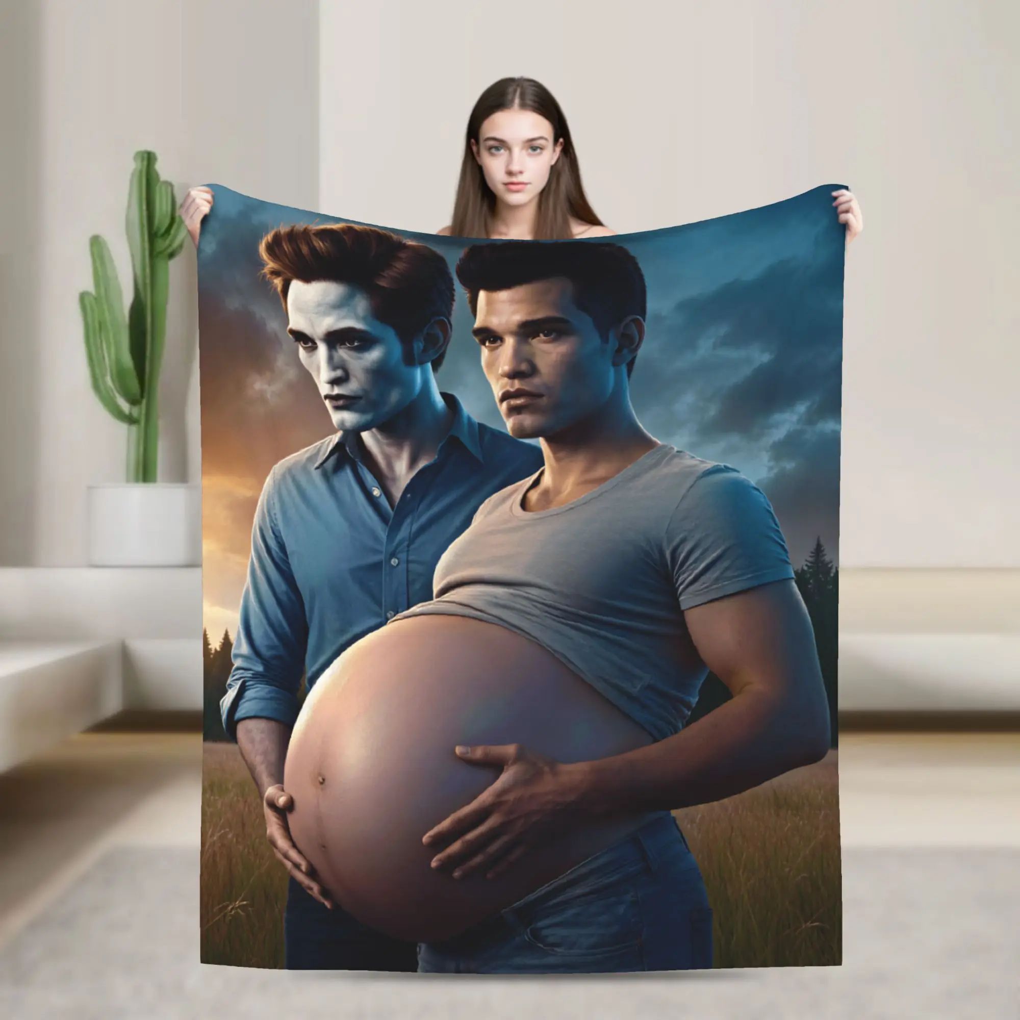The Twilight Saga Edward And Bella Ai Meme Soft Warm Blanket  Kids Plush Bedding Throws Pattern Outdoor Bedspread Sofa Bed Cover