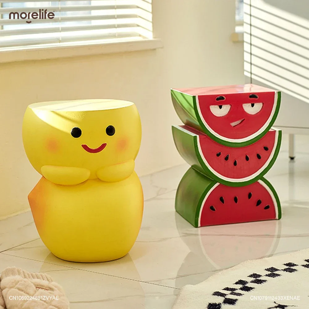 Creative Cute Yellow Peach Watermelon Stools Shoe Changing Stool Living Room Cartoon Sofa Stool Decorative Small Bench Furniture