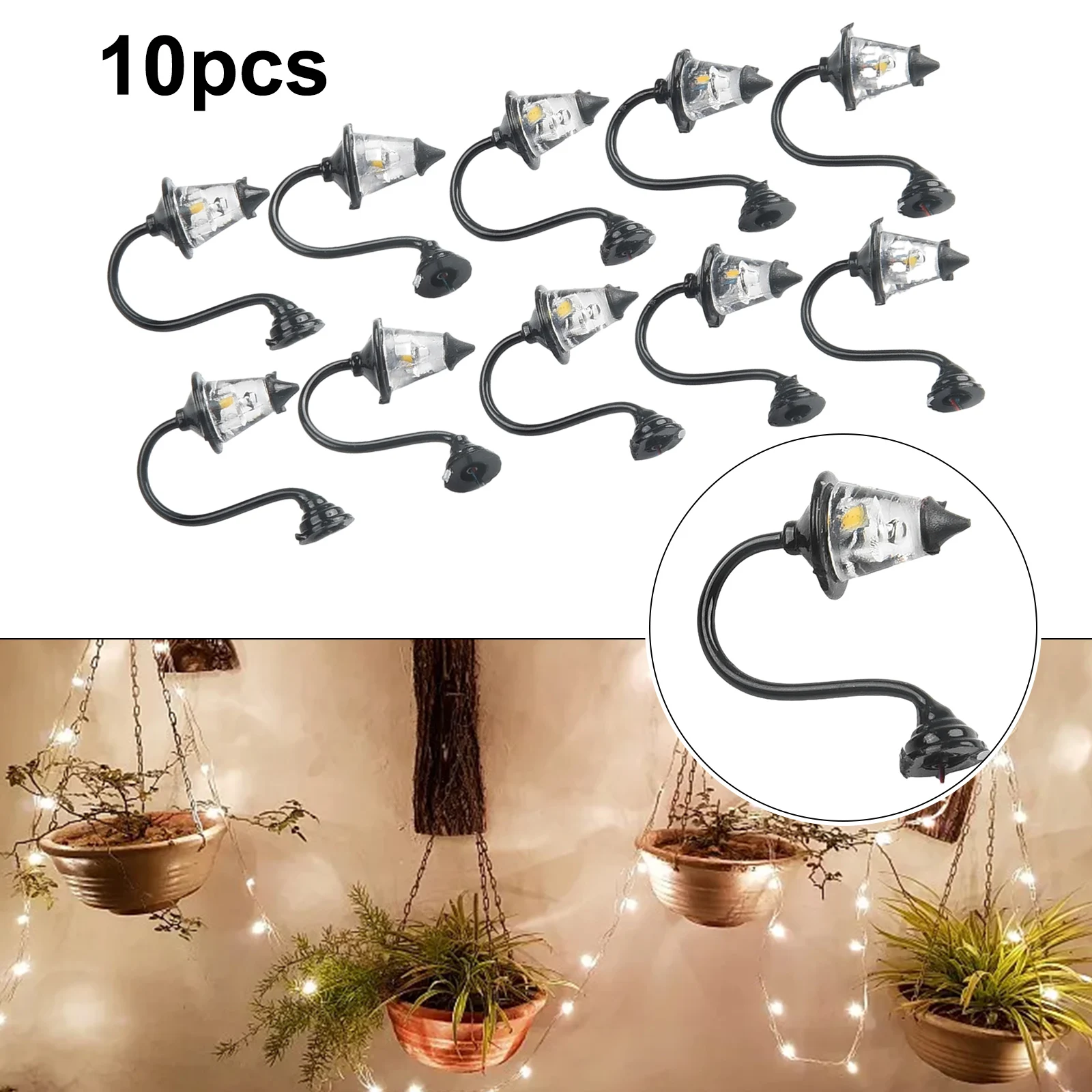 10pcs Wall Lamps LED Street Lamps 1:87 HO Scale Houses Building Set Garden Home Decor Decoration Crafts Miniatures Complete Lamp