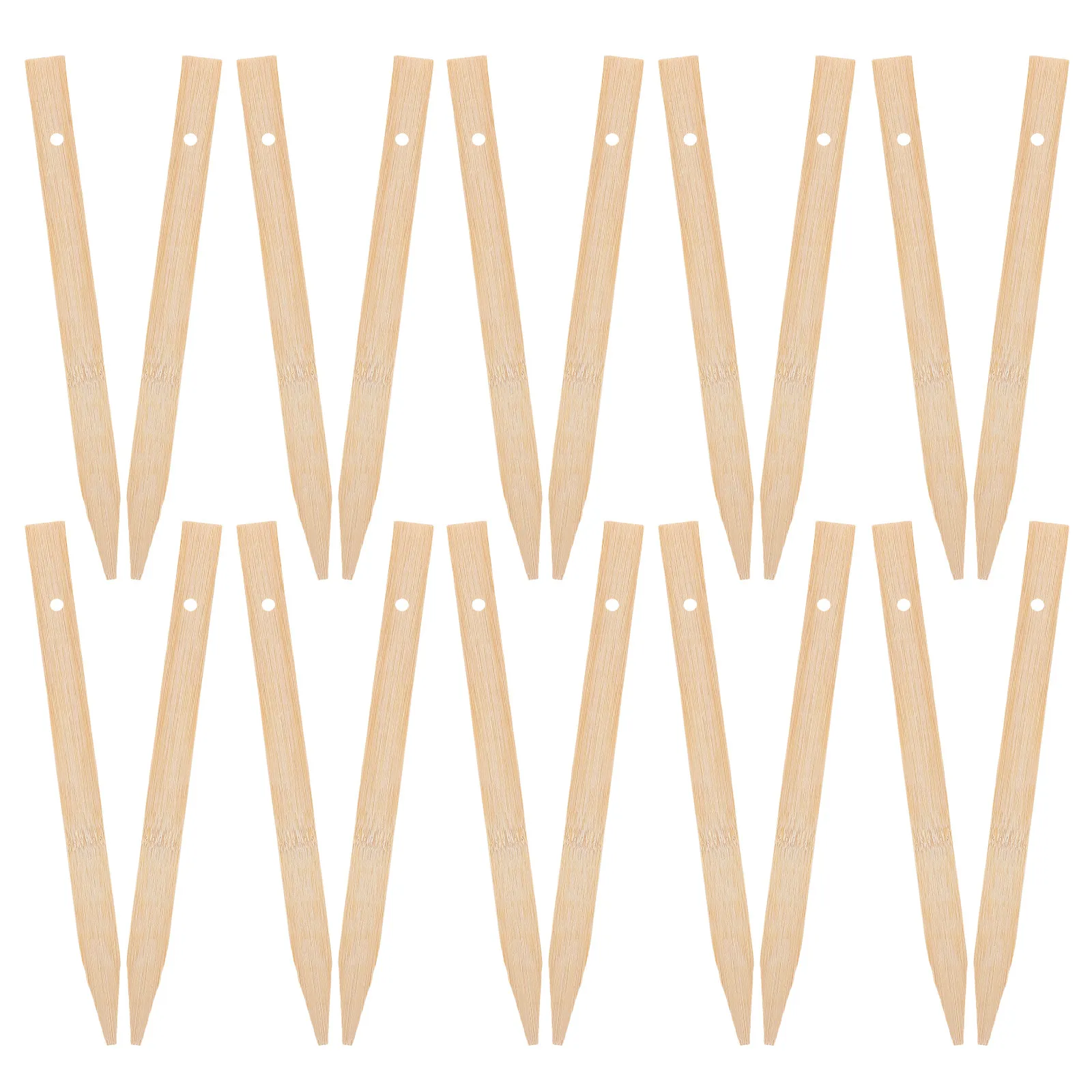 30Pcs Bamboo Survey Stakes 9.8 Inch Property Line Markers Pre-Drilled Holes Building Yard Markers Garden Labels