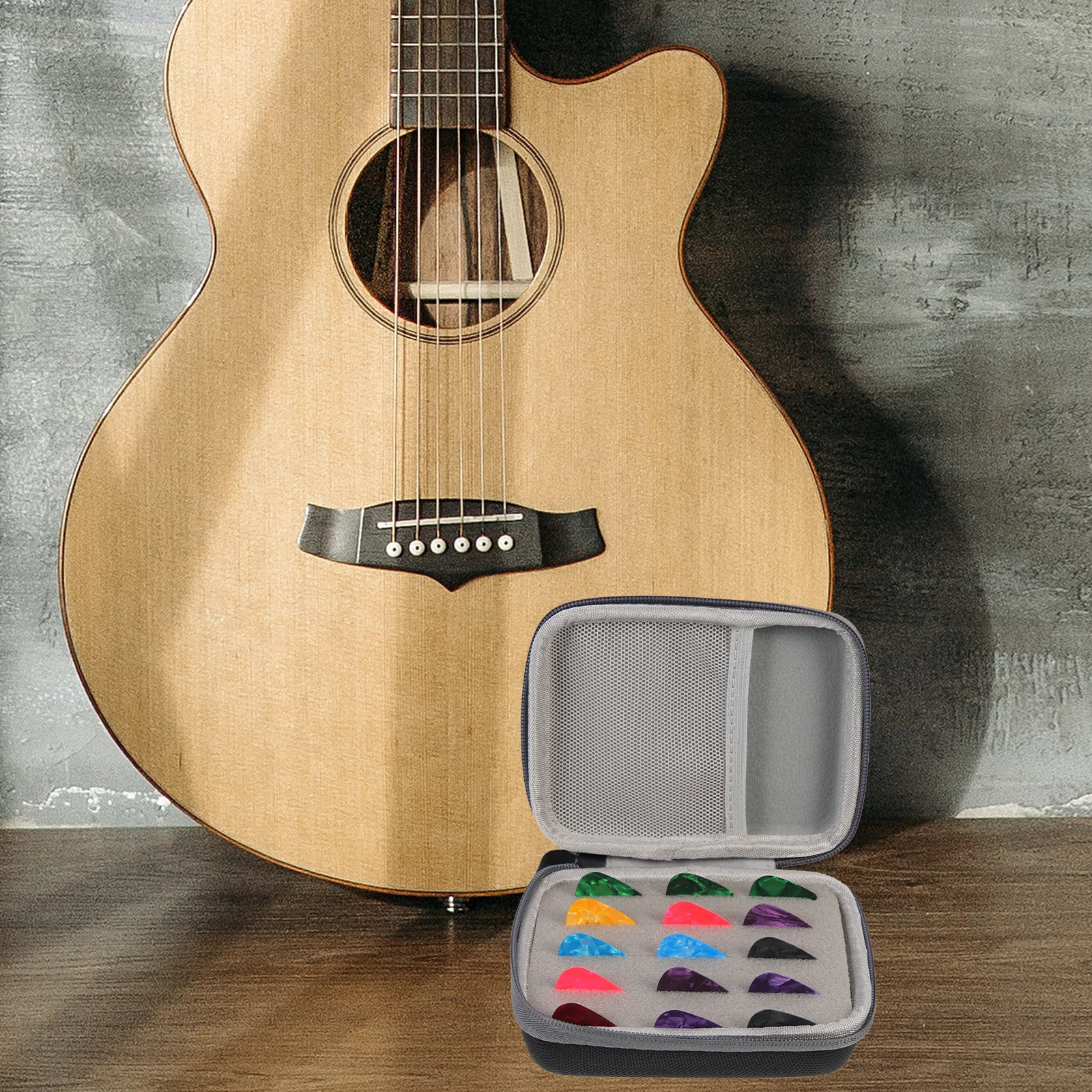 

1 set 1 Set Of Guitar Picks With Storage Bag Professional Plectrums Durable Plastic Ergonomic Design For Electric Folk Stringed