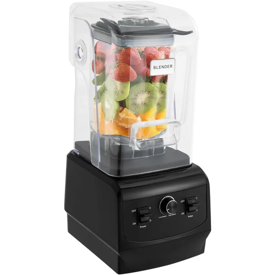 Quiet Soundproof Blender 110V 2200W 2.2L Commercial-Grade Fruit Juice Smoothie Maker with Shielded Sound Enclosure for Efficien