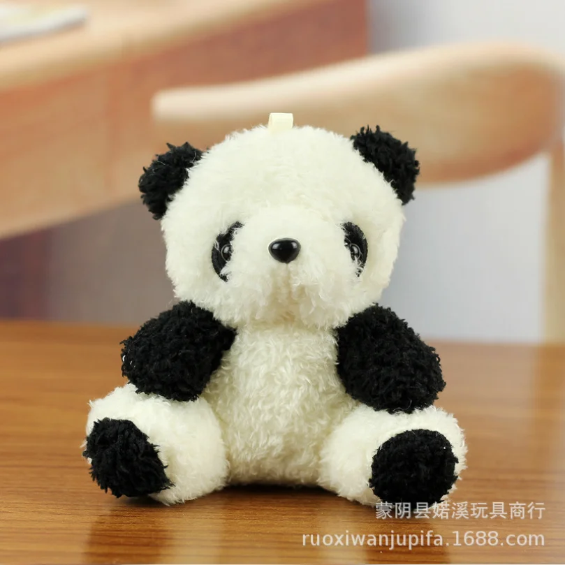 

1PCS 10CM Cartoon Mini Bear Doll Plush Toys Seat Roll Stuffed Animal Bag Car Keychain Pendant Soft 4 Colors Available