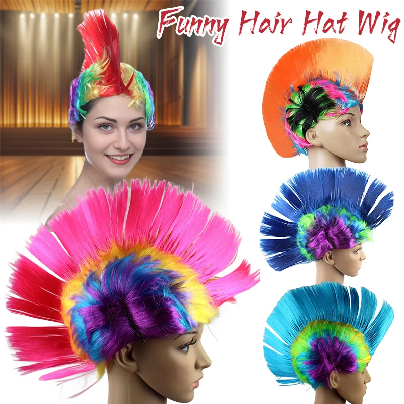 Clown Fans Dance Headwear Halloween Carnival Wig Birthday Party Funny Hair Hat Accessor Dance Headdress Disco Primitive Headwear