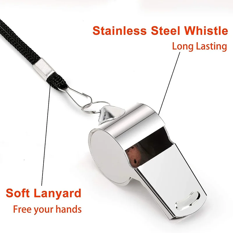 

5Pcs Stainless Steel Whistles Referee Sport Rugby Metal Rope Party Training Soccer Football Basketball Cheerleading Tool