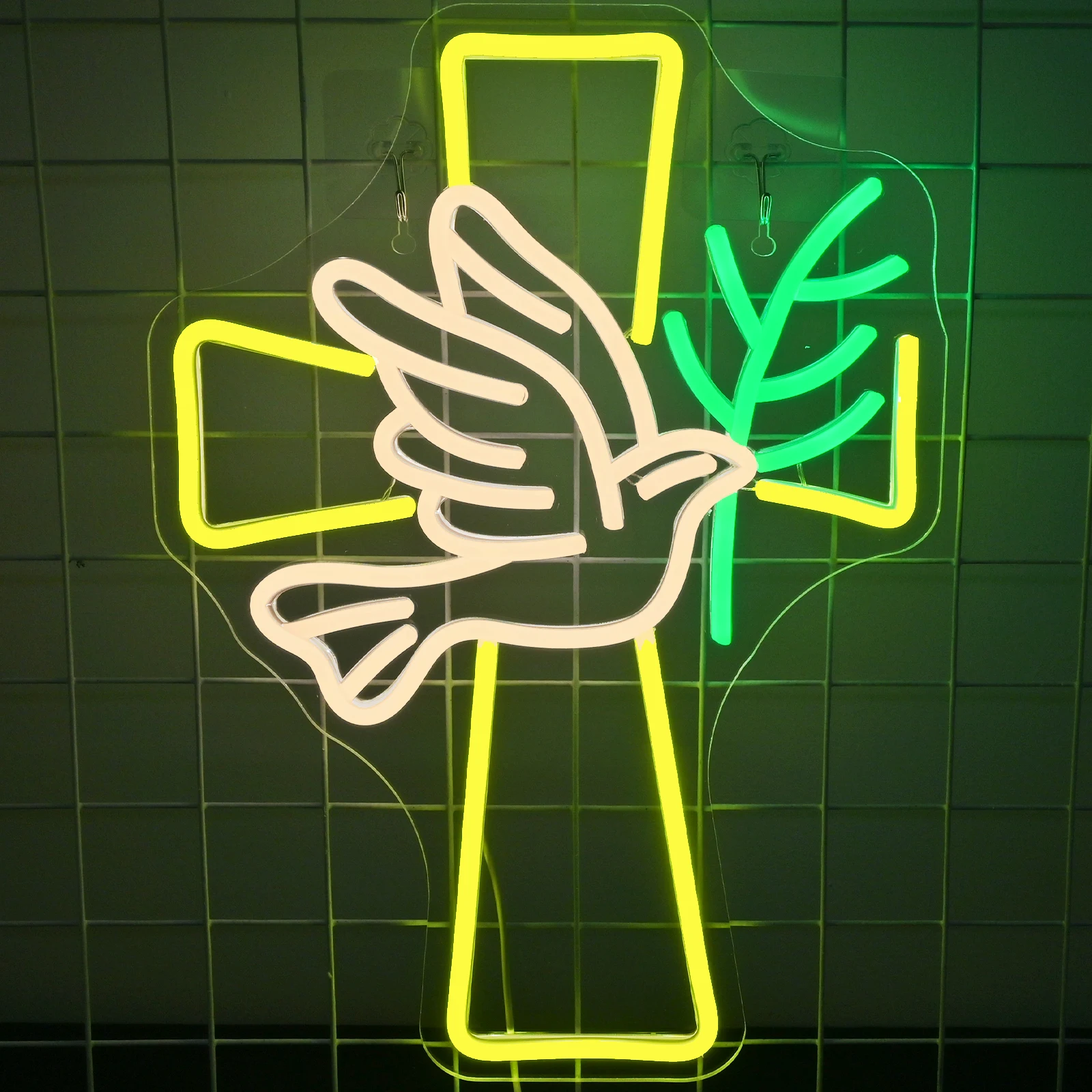 

Peace Dove Cross Neon Signs Dimmable Led Lights For Room Decoration USB Powered Wall Light Up Sign For Religious Party Art Lamp