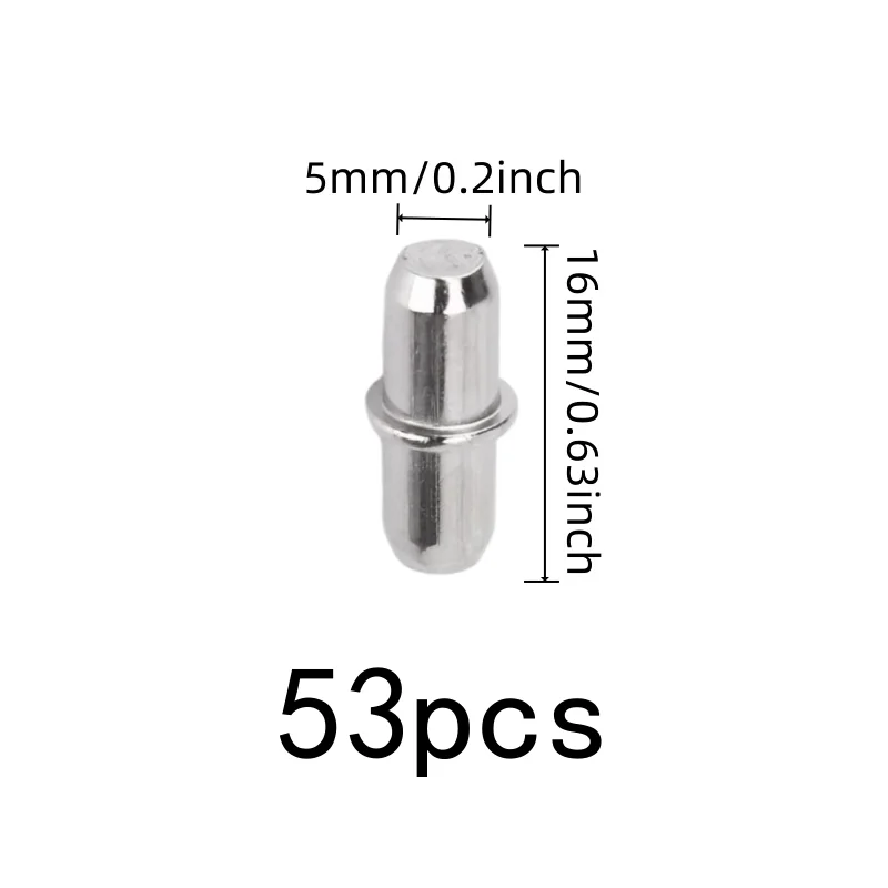 53 pcs Shelf Support Pins, Iron Metal Material for Wardrobe Shelf Support, Compact Peg Design great for Cabinet Shelving