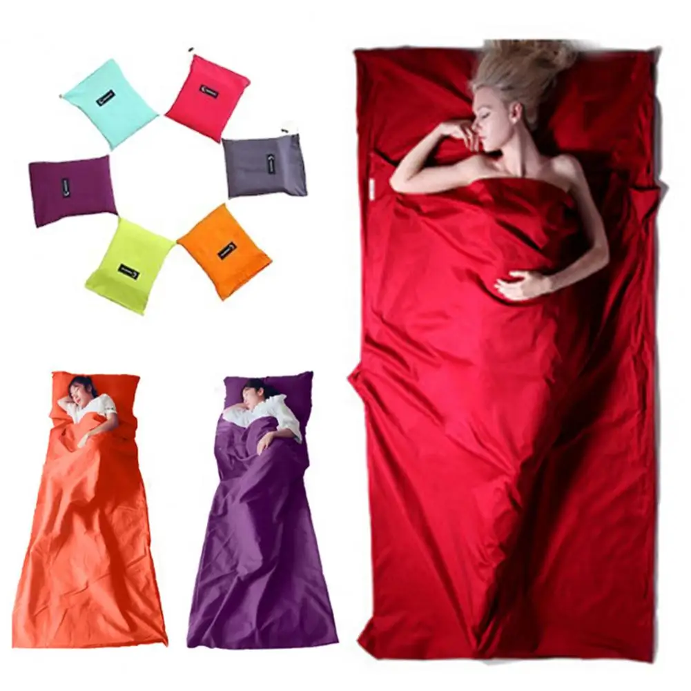 70*210CM Outdoor Travel Camping Hiking Sleeping Bag Liner w Pillowcase Portable Lightweight Business Trip Hotel