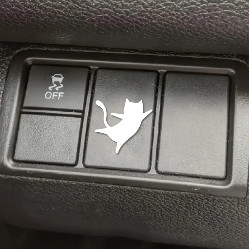 Cute Flying Cat Car Stickers 2Pcs, Vinyl Decal for Car Start Button & Blank Keys, Universal Decor for All Vehicle Models