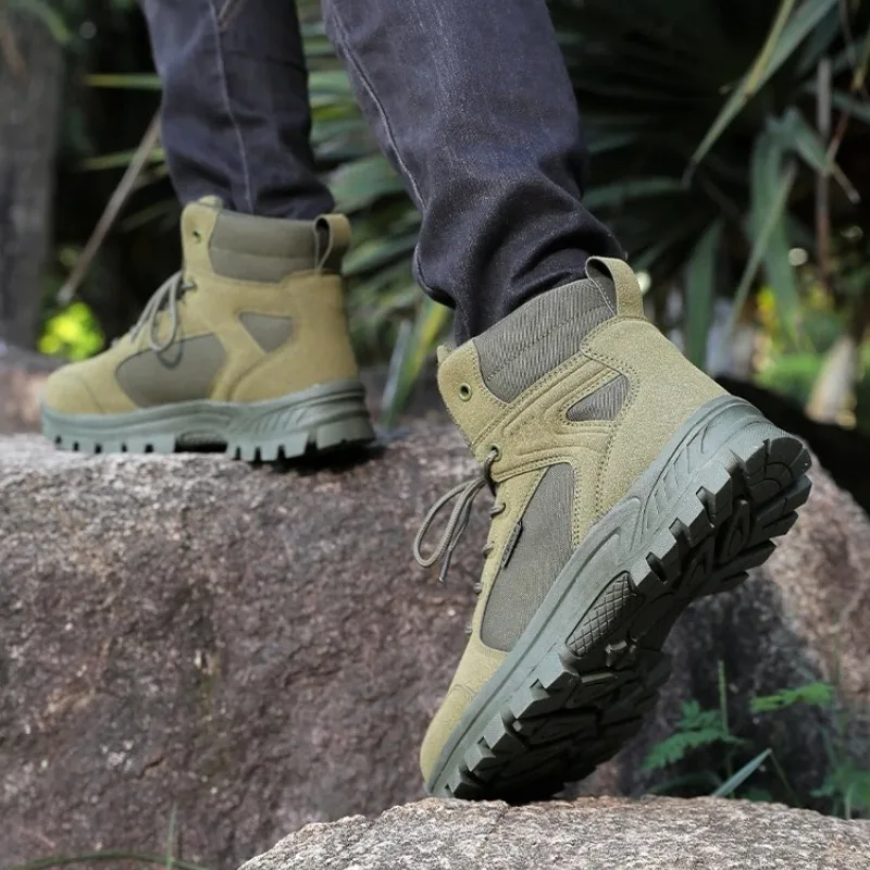 Stivali da arrampicata su roccia alti traspiranti in rete patchwork tinta unita antiscivolo resistenti all'usura neutri