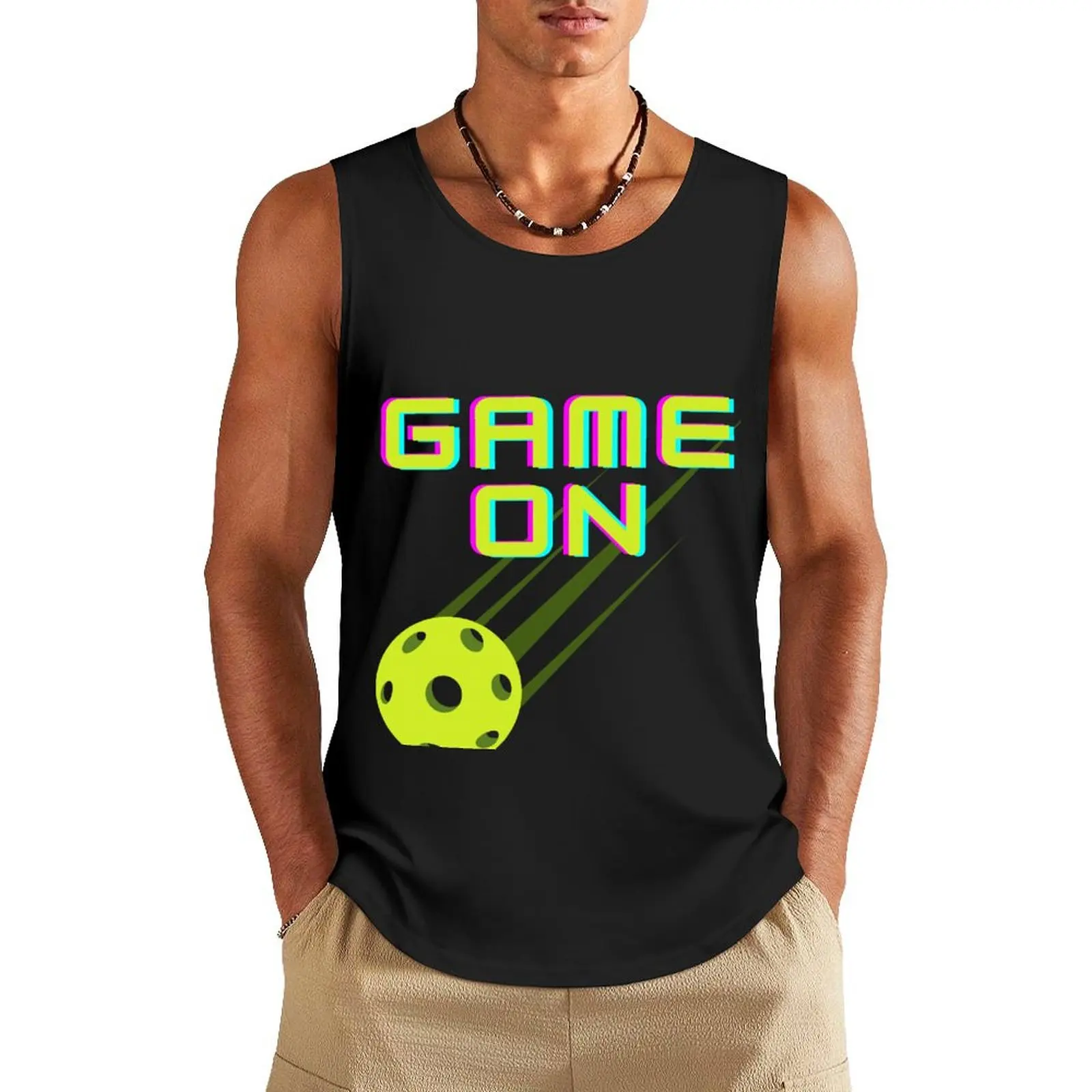 

PICKLEBALL — Game On! Tank Top sleeveless Men's t-shirts Top summer Men's sleeveless gym shirts gym shirts