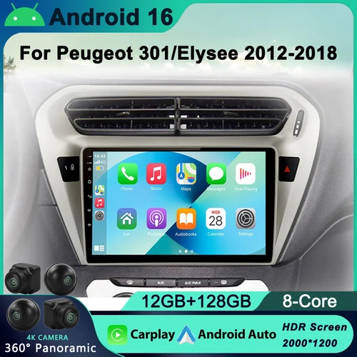 8G + 128G para Peugeot 301 Citroen Elysee 2013 - 2018 Radio de coche CarPlay Android navegación GPS automática No 2 din 2din DVD
