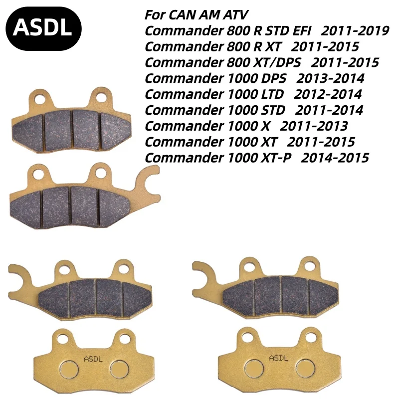 Kit de pastillas de freno delanteras y traseras para CAN AM ATV Commander 800 R STD XT DPS 2011-2019 Commander 1000 DPS LTD STD X XT P 2011-2015