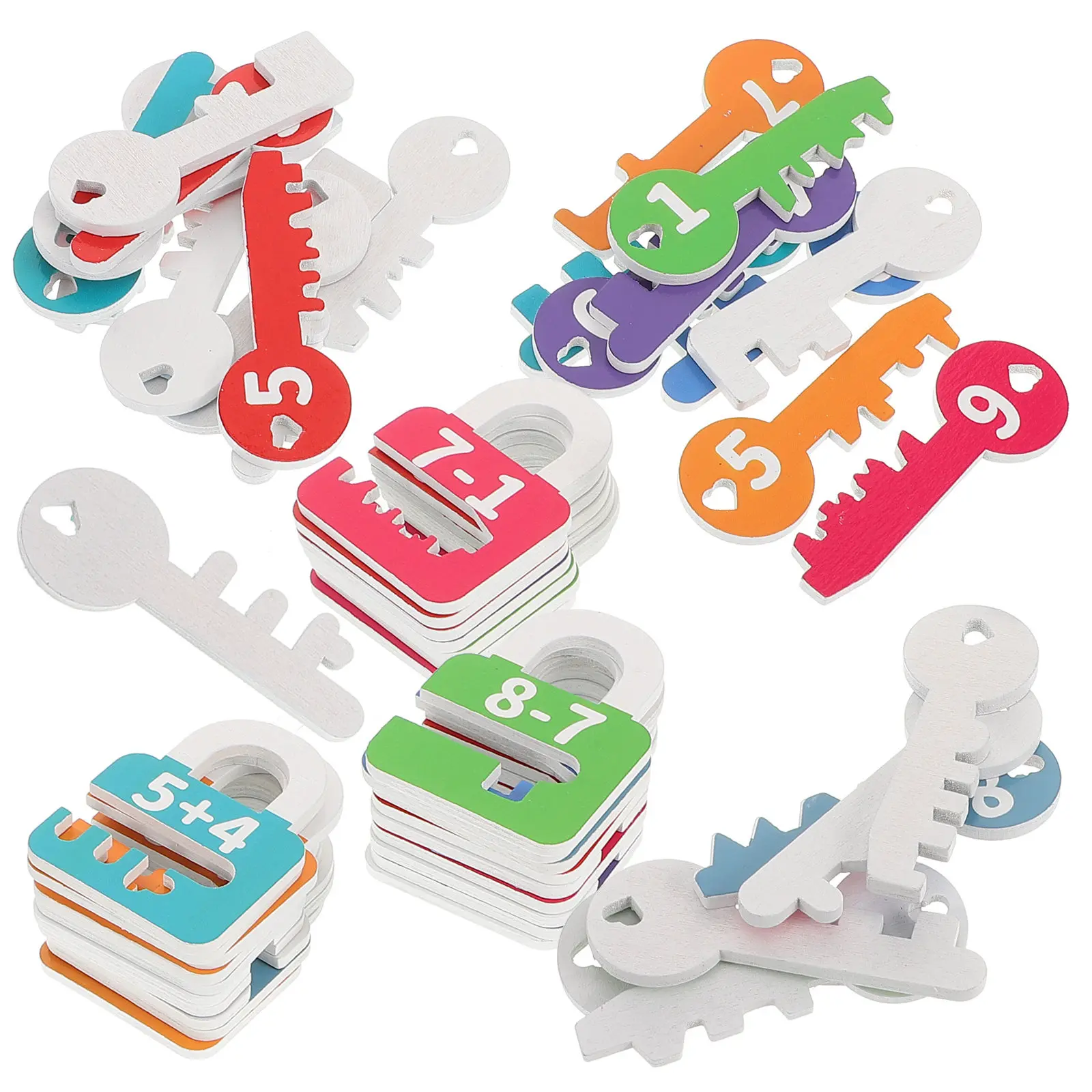 

1Set Montessori Wooden Educational Numbers Locks Keys Math Learning Counting Matching Preschool Early Education Fine Motor