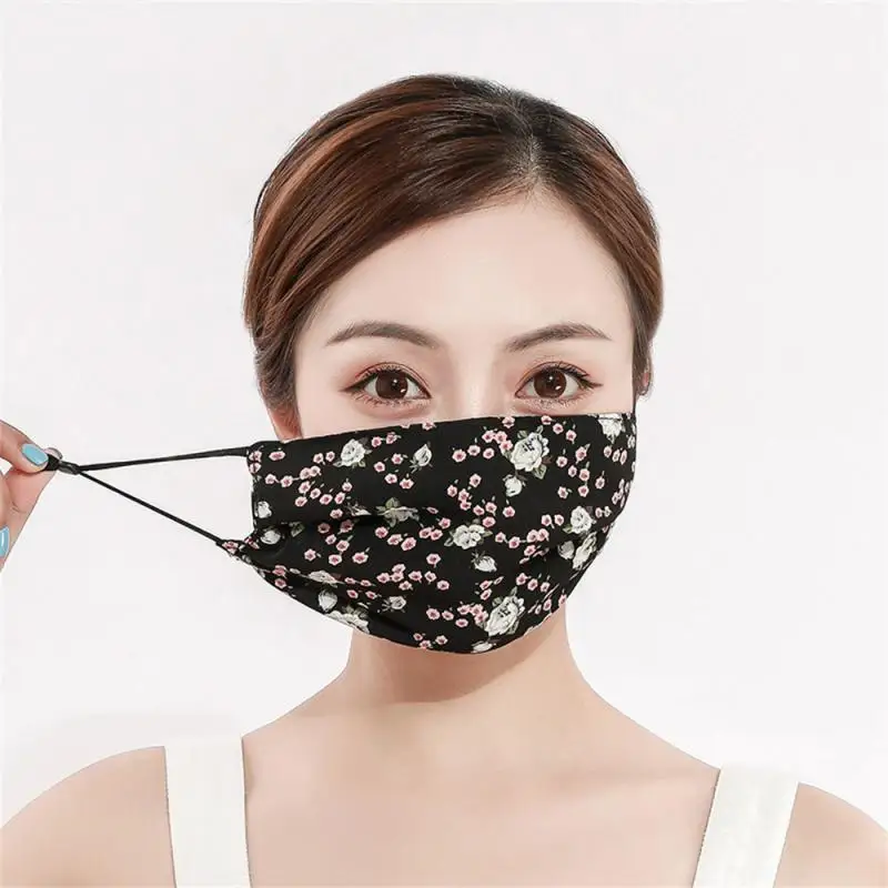 1/3/5PCS Sunscreen Mask Beautiful Printing Versatile Double Layer Chiffon Fabric Sweat-wicking Cycling Equipment