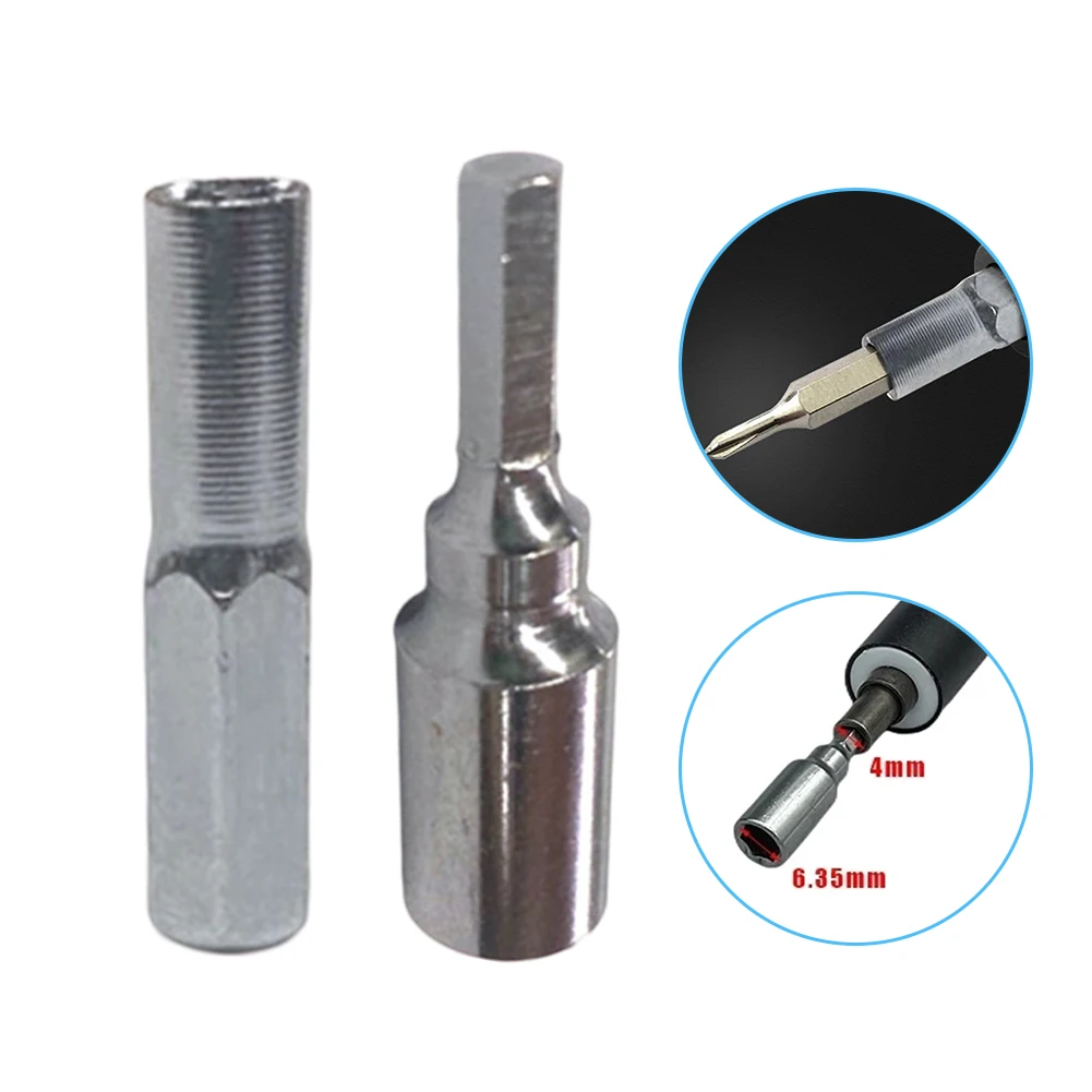 1/2pcs 6.35mm To 4mm Hex Transducer Adapter Socket Magnetic For Screwdriver Drill Bits Repair Mobile Phone Camera Computer