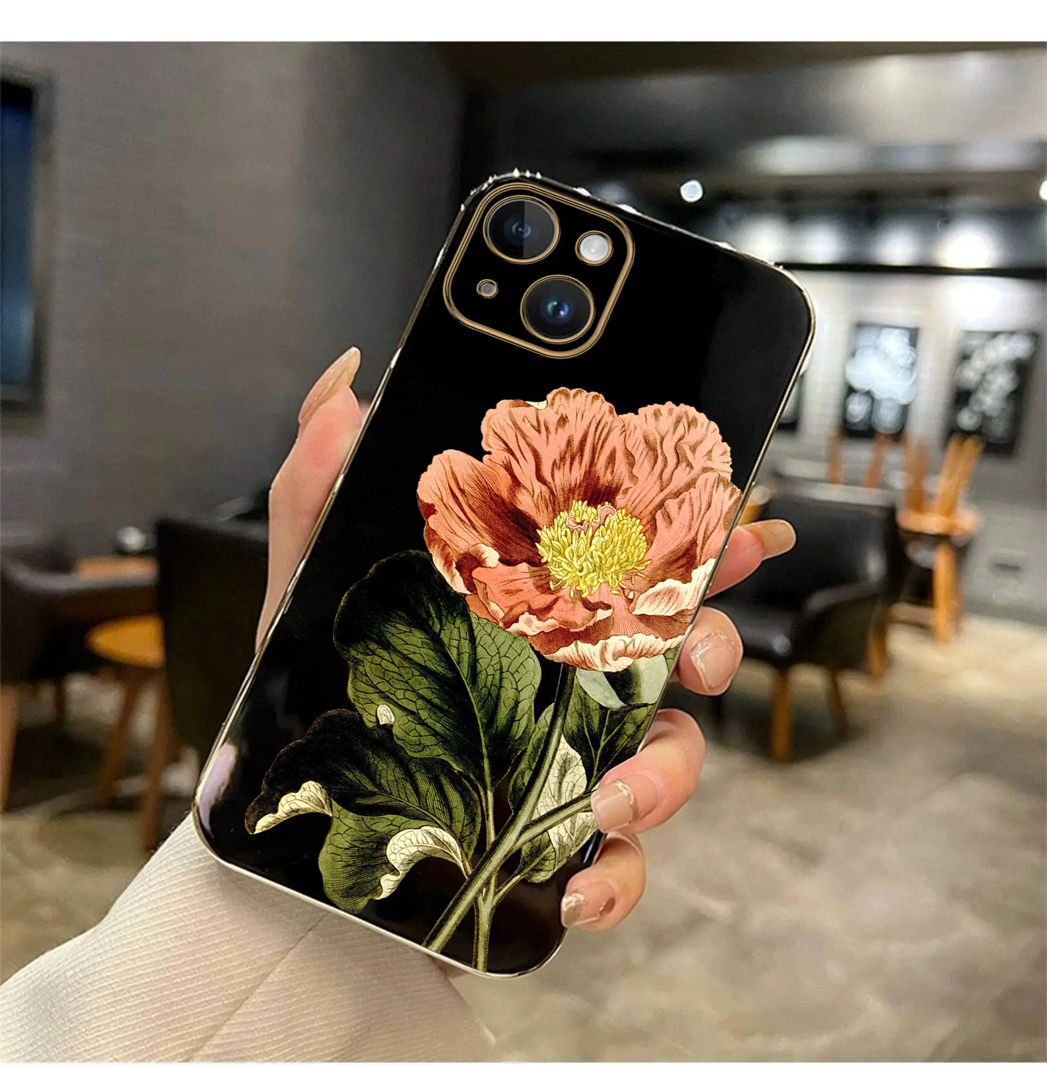 Single Flower Plating Phone Case For iphone15 14 13 12 11 X XR XS SE2 SE2020 8 7 6 6S PlusPro Max Mini Silicone Cover