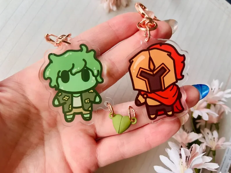 Avery & D3rlorde Derek Acrylic Keychains and Stickers, Chibi Character Bag Charm Fan Collectible Accessory Gift