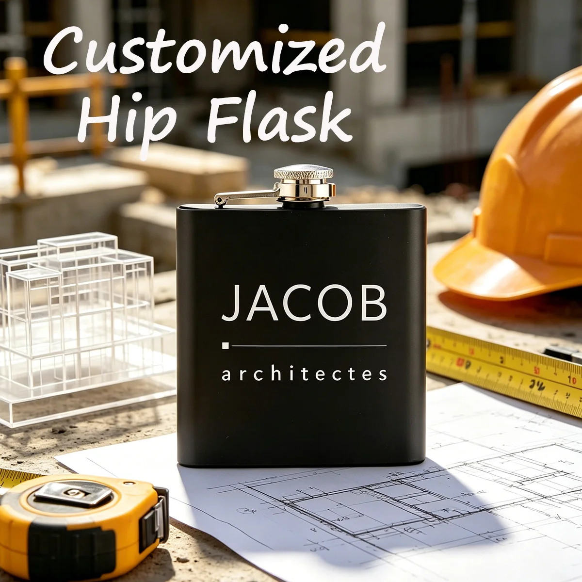Funny Architect Gifts, Architecture Gifts For Christmas, Birthday, 6Oz Stainless Steel Custom Name Hip Flask Engineering Gifts
