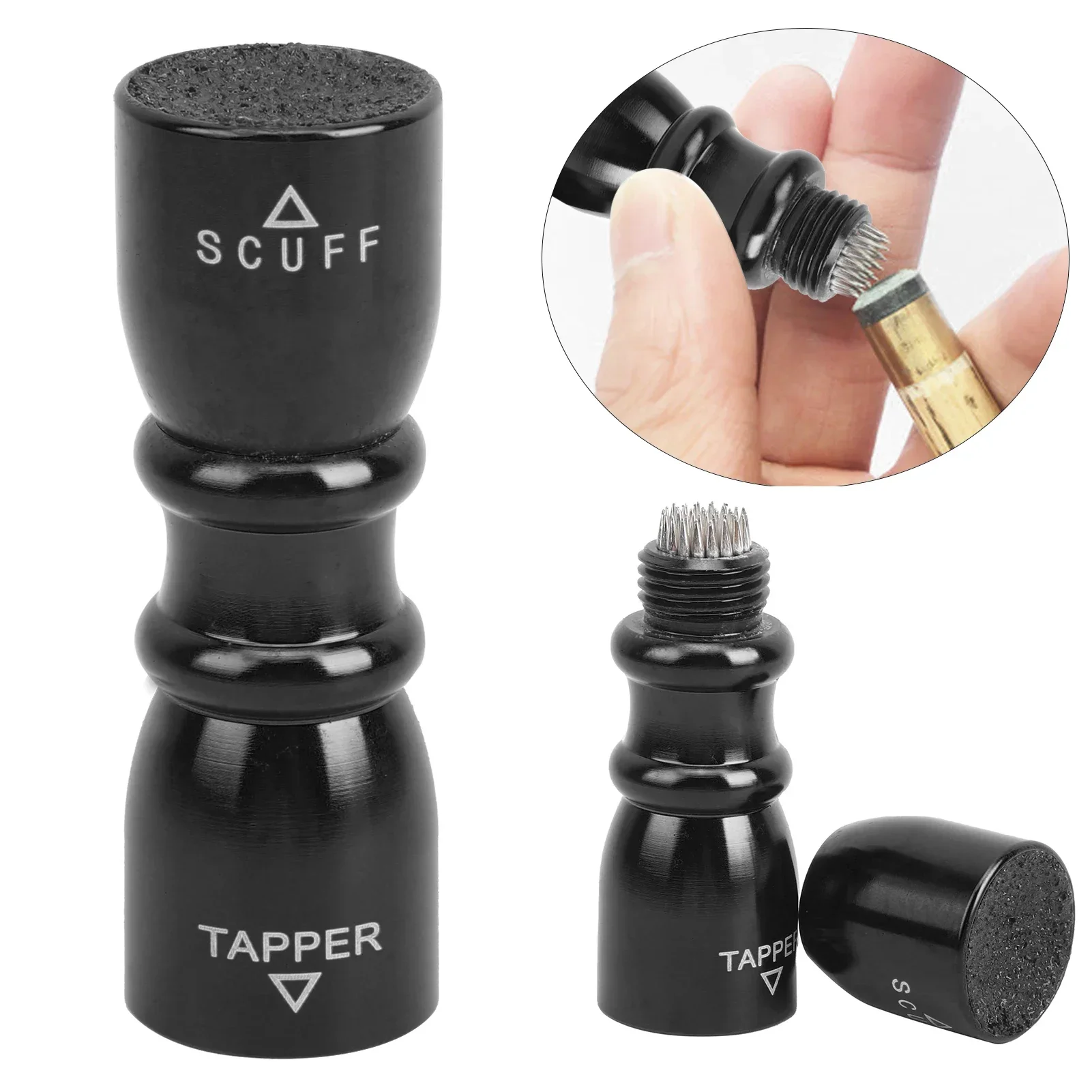 

3 In 1 Billiard Cue Tip Tool Pool Stick Tip Shaper Tapper Stainless Steel Repair Tool KitBlack