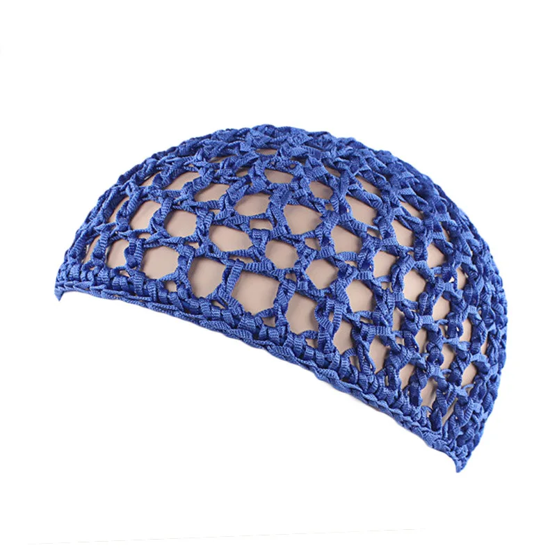 Gorro de ganchillo de malla para mujer, turbante de Color sólido, cubierta de noche para dormir, gorro informal Popular