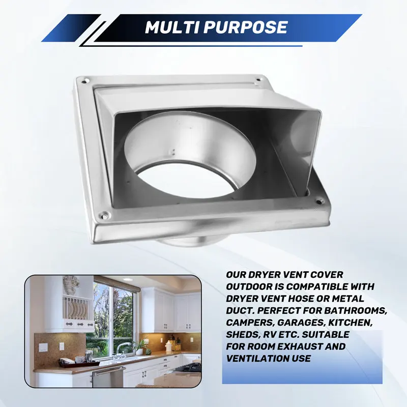 

Крышка вентиляционного отверстия сушильной машины 4 дюйма Крышка вентиляционного отверстия сушильной машины Наружная стена с мягкой обратной заслонкой, внешняя