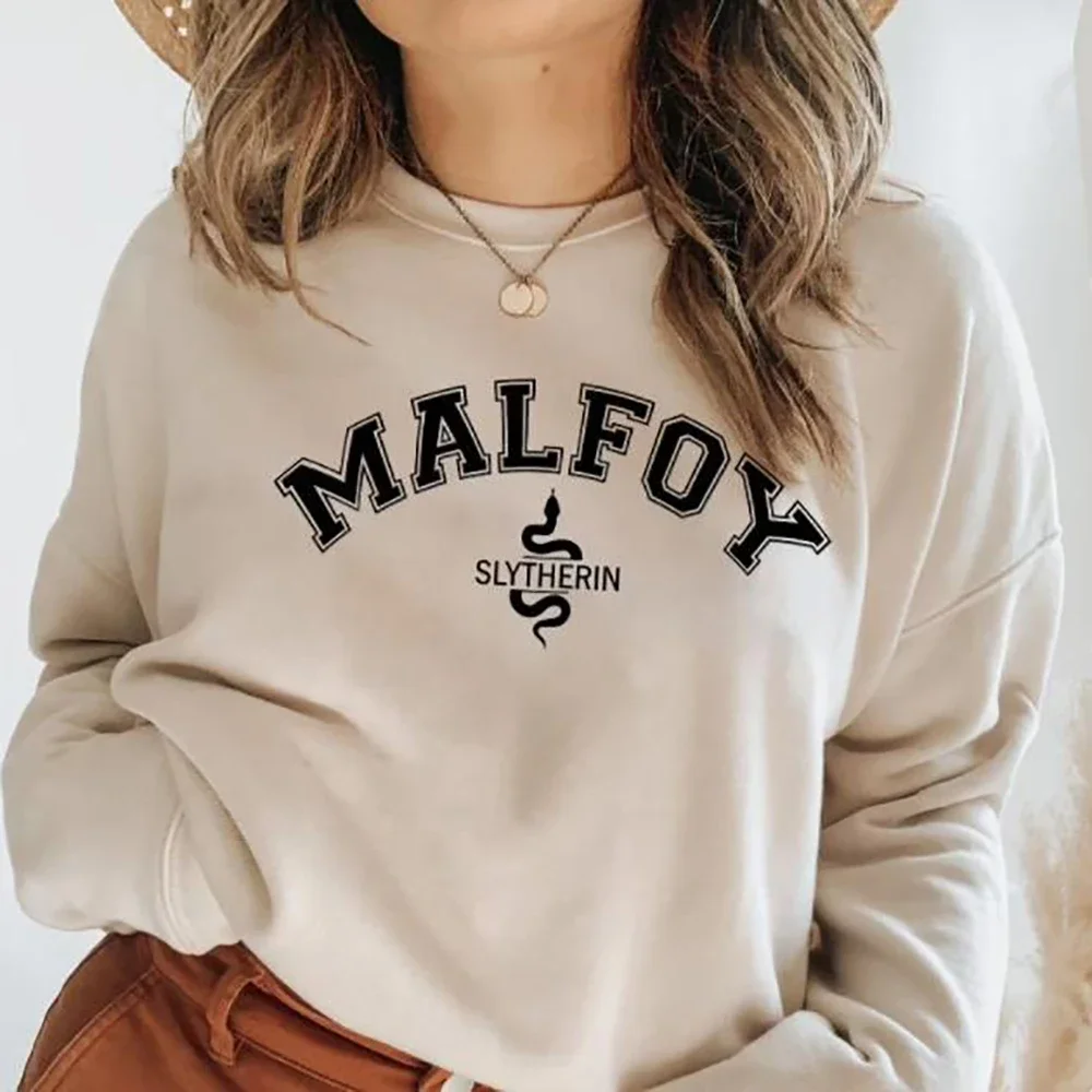 Malfoy Stylish Simple Letter Sweatshirt For Women All-Match New Sportswear Cusual Street Hoodie Crewneck Fashion Clothing