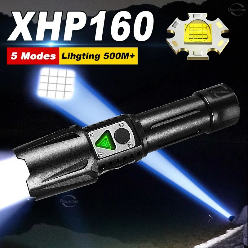 クリアランスセール-xhp160-超強力懐中電灯伸縮ズーム-500-メートル充電式ポータブルランプ強力な光戦術的なランタン