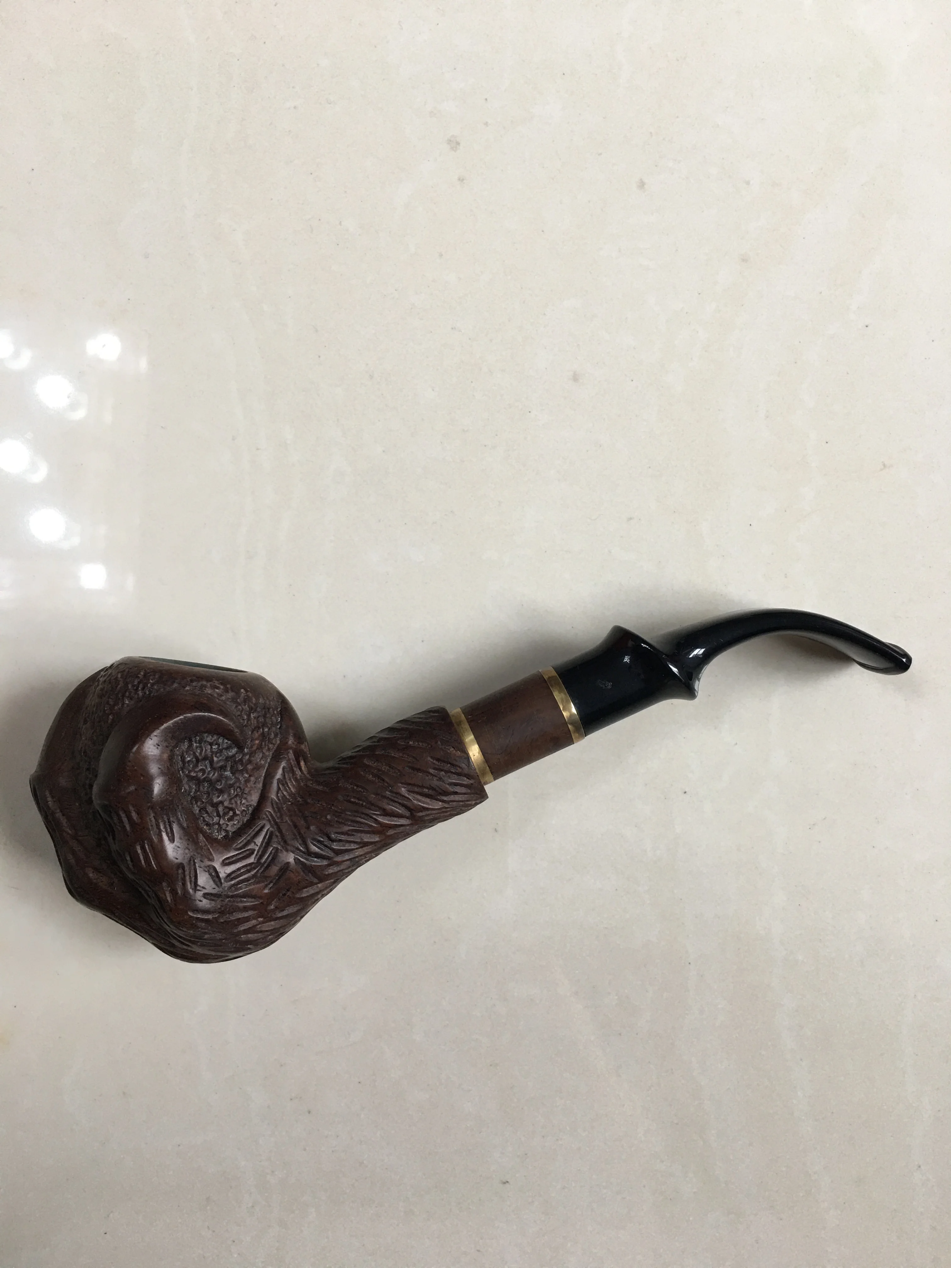 Ebony wood 9MM Filter Tobacco pipe Bent Type smoking pipe Handmade Solid wood cigarette holder Tobacco pipe Gift pipe accessory