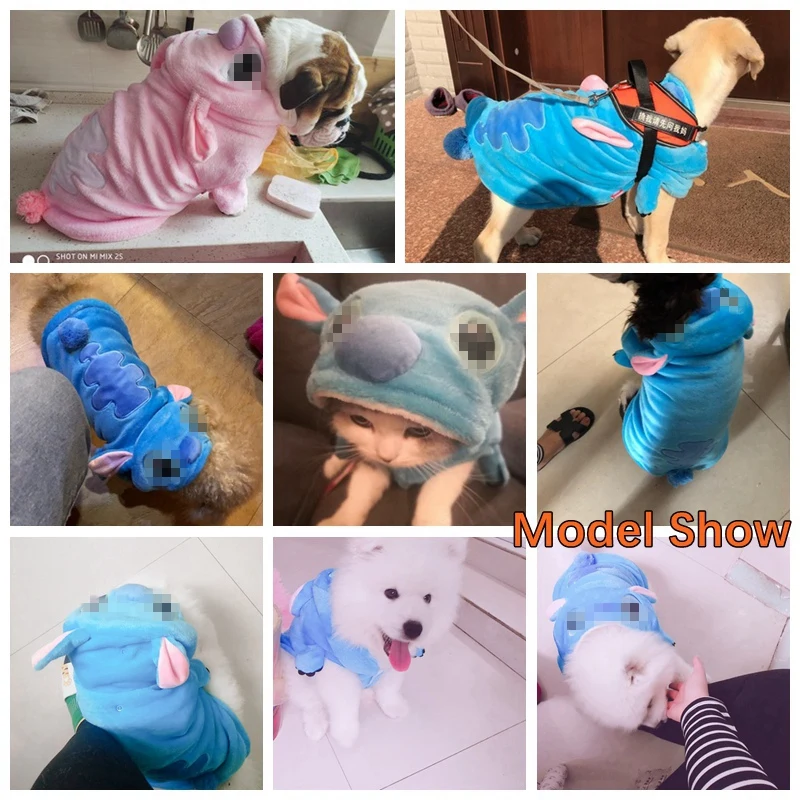 Cute samoyed dog clothes Winter Blue Pink Pet Big Large Animal Costume For Cat Warm Coat  pajamas XS 7L Outfit Two Leg Vest Coat