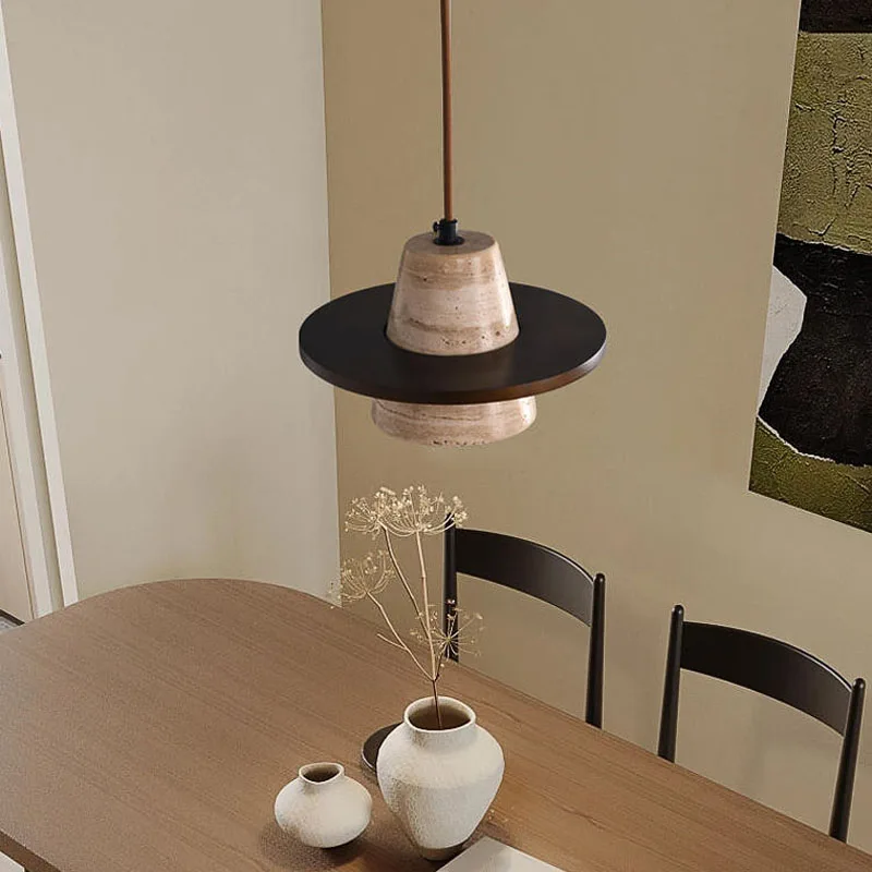 Creative Design Hat Shaped Stone Dining Table Decoration Droplight Japanese Wabi Sabi Ledlight Nordic Home Corridor Pendant Lamp