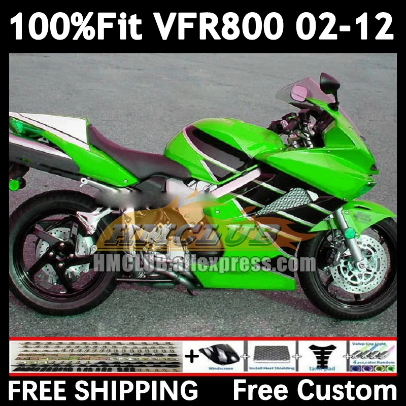 Interceptor For HONDA VFR800RR VFR800 70No.149 VFR 800RR 800 RR 2002 2003 green black 2004 2005 2006 2007 08 09 10 11 12 Fairing