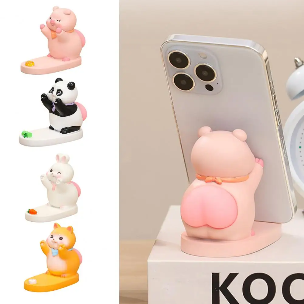 

10.5*8cm Resin Phone Holder Cartoon Animal Pig Dog Bunny Panda Figurine Statue Sculpture Tablet Stand Desktop Decor Ornament