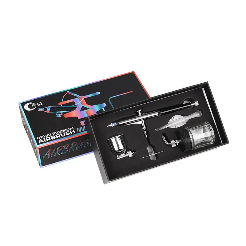 OPHIR Pro Dual-Action Airbrush Set 0.3mm Air Brush Pittura per il Mestiere D'arte Modello Hobby Vernice Tanning/trucco Pistola A Spruzzo _ AC005