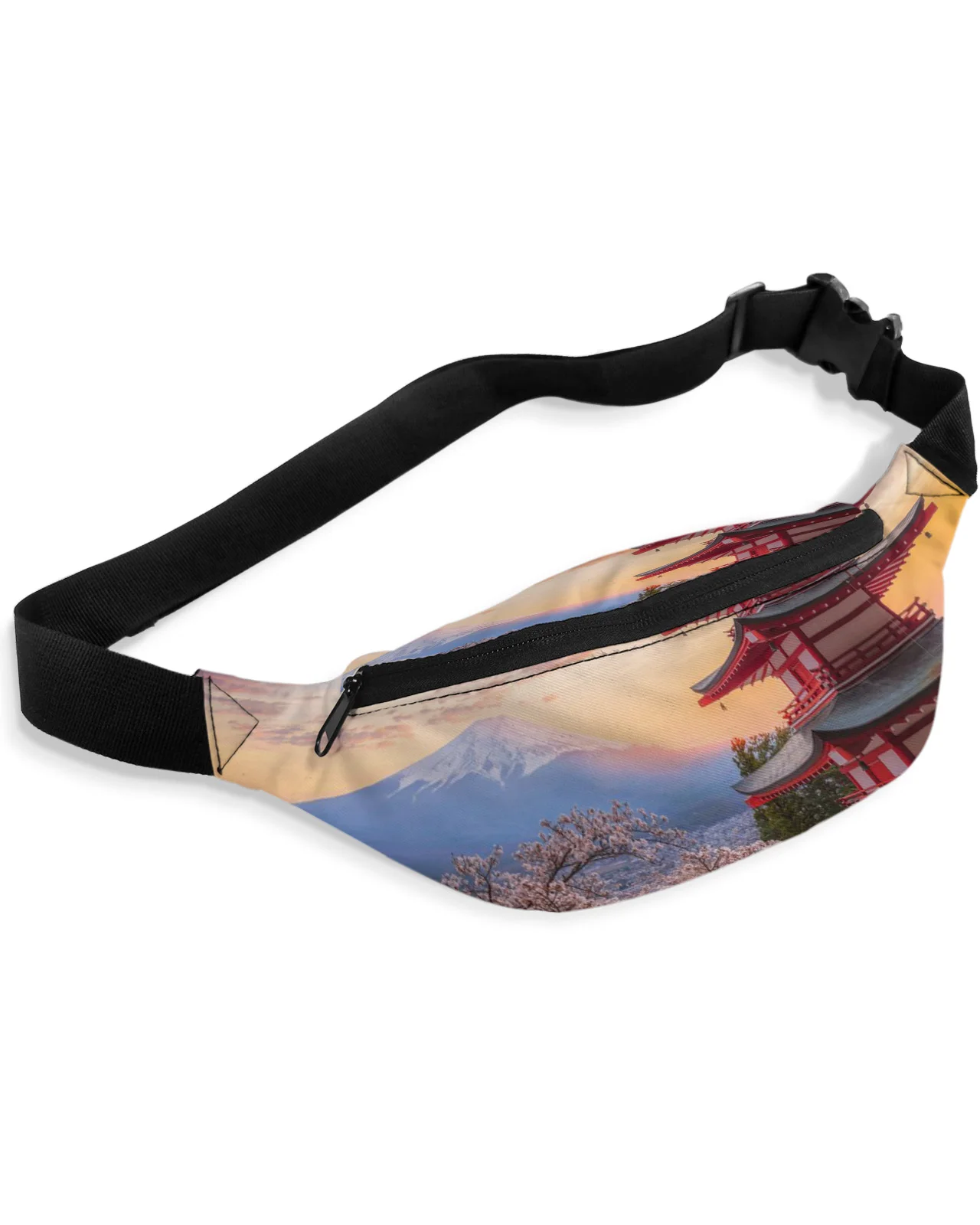 Japan Mount Fuji Cherry Blossom Men Women Waist Bag Fanny Pack Purse Phone Belt Bag Wallet Pouch Waterproof Banana Hip Bags